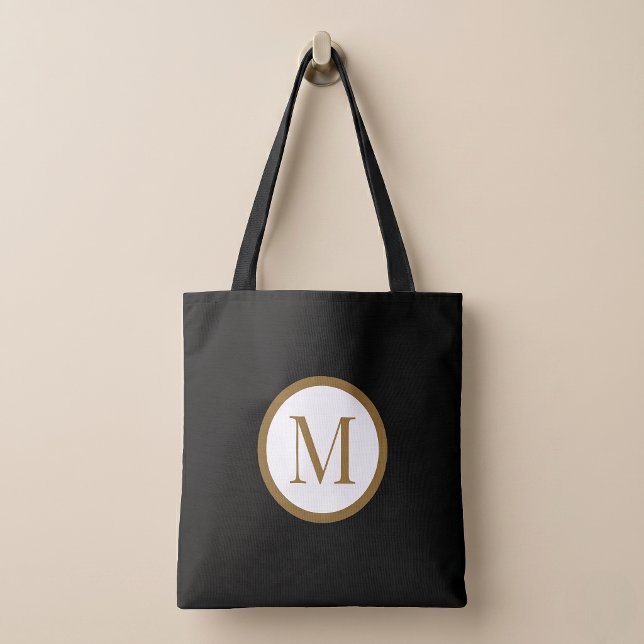 Custom Black & Gold Center Seal Monogram Tote Bag (Creator Uploaded)