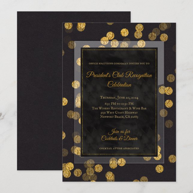 *CUSTOM_Black Gold Confetti Celebration Party Save The Date (Front/Back)