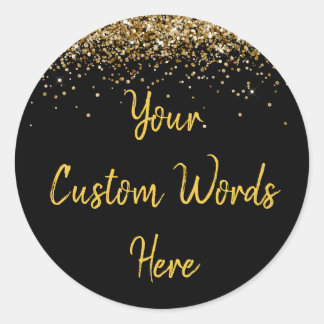 Custom Black Gold Customized Birthday Party Favor Classic Round Sticker