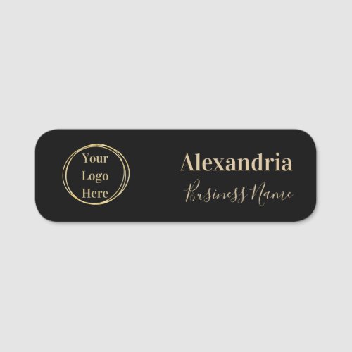 Custom Black Gold Employee Magnetic or Safety Pin  Name Tag
