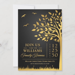 Custom Black Gold Family Reunion Invitation