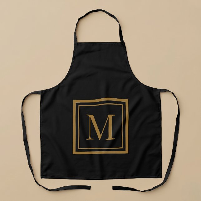 Custom Black & Gold Framed Monogram Apron (Creator Uploaded)