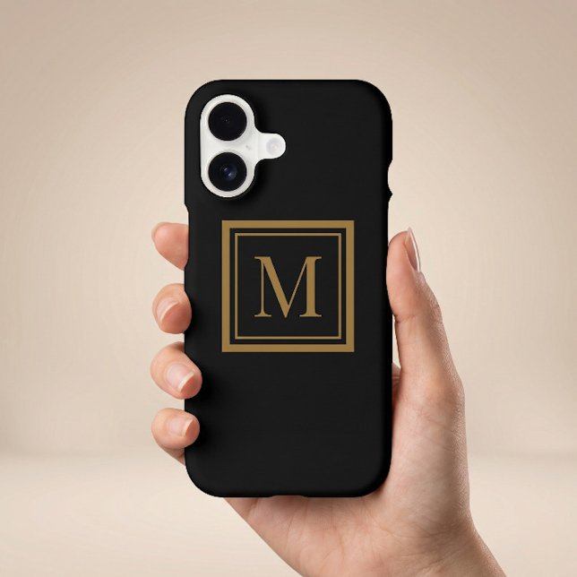 Custom Black & Gold Framed Monogram Case-Mate iPhone Case (Creator Uploaded)