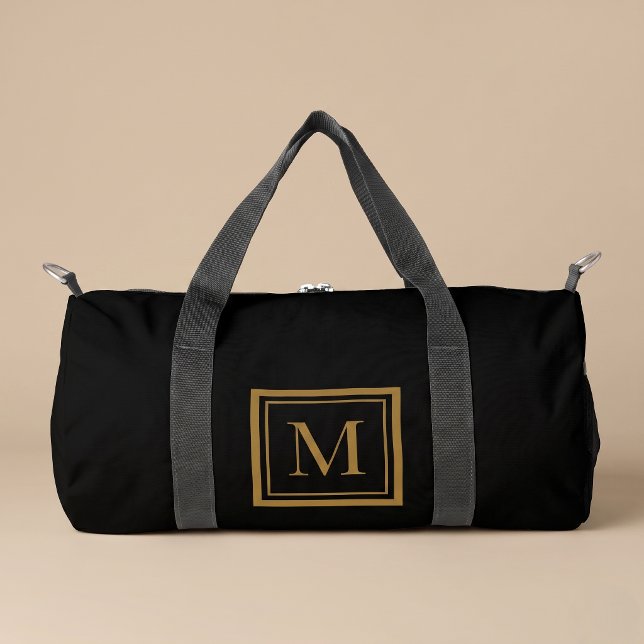 Custom Black & Gold Framed Monogram Duffle Bag (Creator Uploaded)