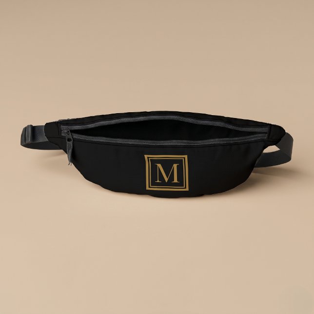 Custom Black & Gold Framed Monogram Fanny Pack (Creator Uploaded)