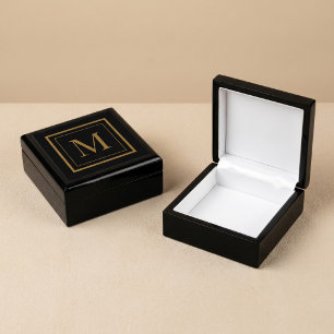 Custom Black & Gold Framed Monogram Gift Box