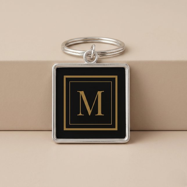 Custom Black & Gold Framed Monogram Keychain (Creator Uploaded)