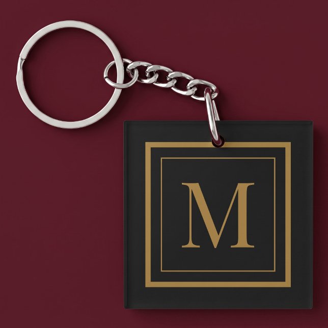 Custom Black & Gold Framed Monogram Keychain (Creator Uploaded)