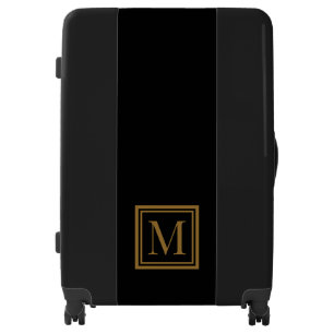 Custom Black & Gold Framed Monogram Luggage