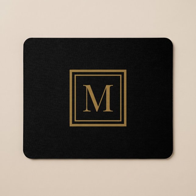 Custom Black & Gold Framed Monogram Mouse Pad (Creator Uploaded)
