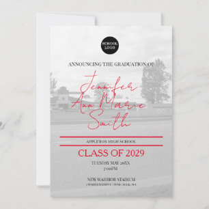 Custom Black gold Graduation with Back Photo Invitation