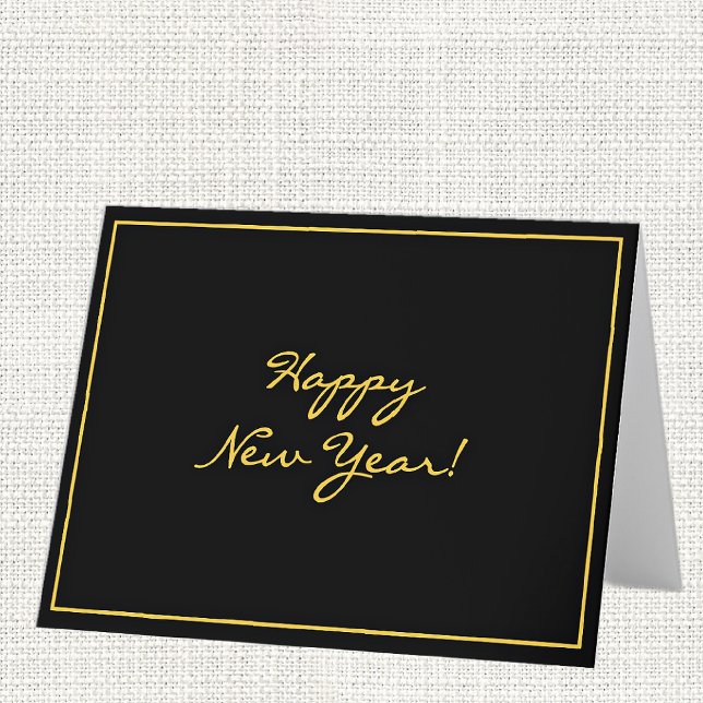 Custom Black & Gold Happy New Year  Holiday Card (Creator Uploaded)