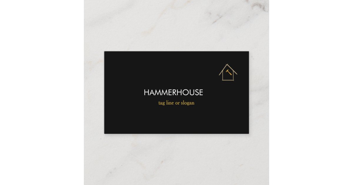 Custom Black + Gold Home Building Construction Lux Business Card | Zazzle