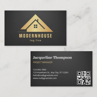 Custom Black + Gold Home Building Construction Lux Business Card
