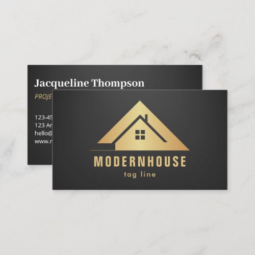 Custom Black  Gold Home Building Construction Lux Business Card