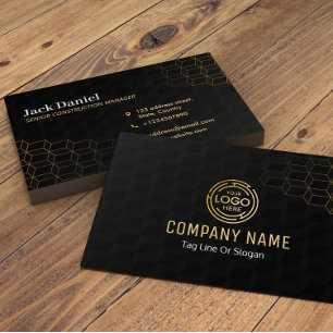 Custom Black + Gold Home Building Construction Lux Business Card