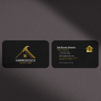 Custom Black   Gold Home Building Construction Lux Business Card