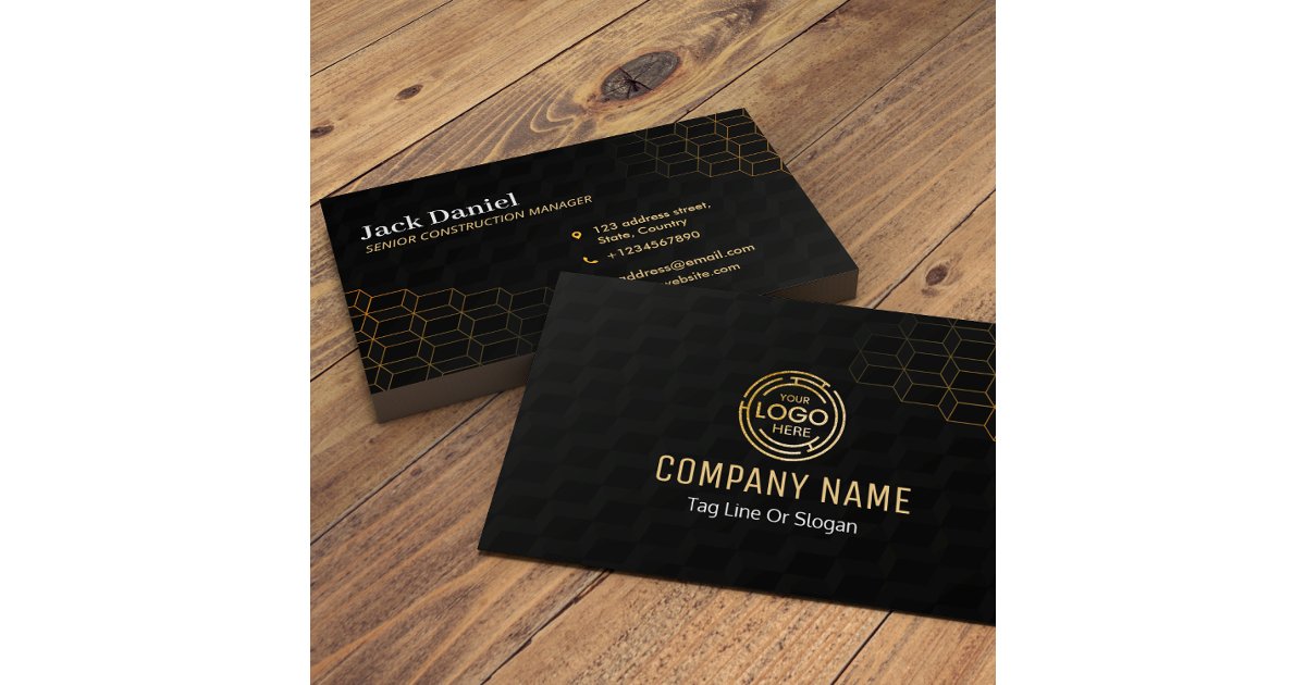 Custom Black + Gold Home Building Construction Lux Business Card | Zazzle