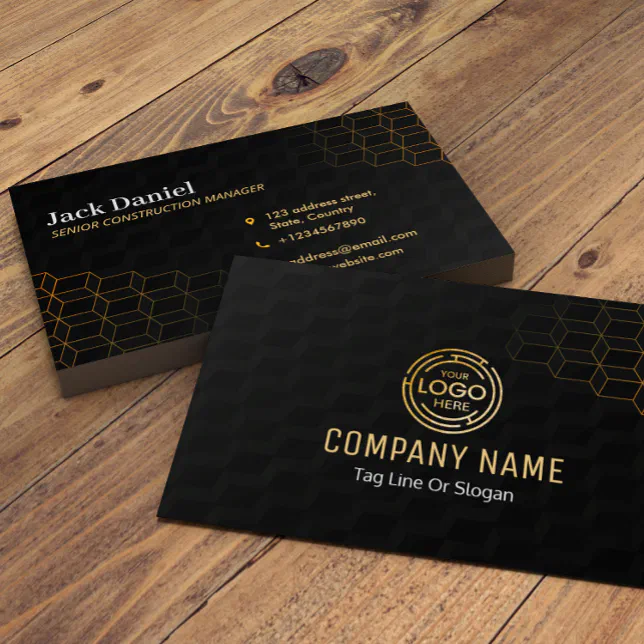 Custom Black + Gold Home Building Construction Lux Business Card | Zazzle