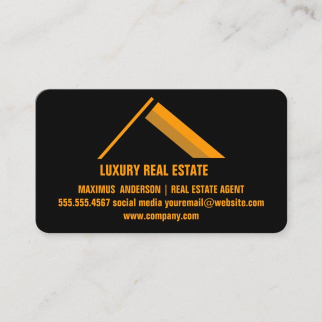 Custom Black + Gold Home Building Construction Lux Business Card (Front)