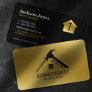 Custom Black + Gold Home Construction Hammer Nail Business Card