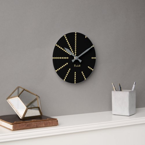 Custom Black Gold Modern Elegant Decor Home Office Round Clock