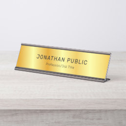Custom Black Gold Modern Elegant Luxurious Glamour Desk Name Plate