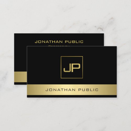 Custom Black Gold Modern Monogram Elegant Template Business Card