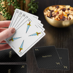 Custom Black Gold Monogram Baraja Espa&#241;ola Spanish Spanish Playing Cards