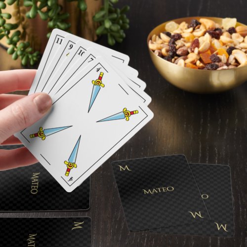 Custom Black Gold Monogram Baraja Espaola Spanish Spanish Playing Cards