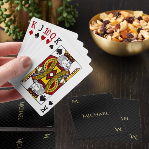 Custom Black Gold Monogram Classic Pinochle Game Pinochle Cards