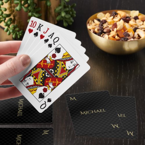 Custom Black Gold Monogram Euchre Strategy Game Euchre Cards