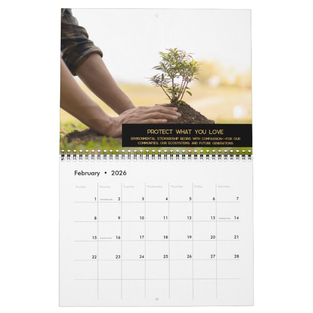 Custom Black & Gold Monogram Logo Photo Business Calendar (Feb 2026)