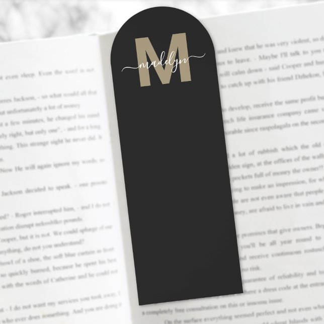 Custom Black Gold Name Monogram Bookmarks (Custom Black Gold Name Monogram Bookmarks)