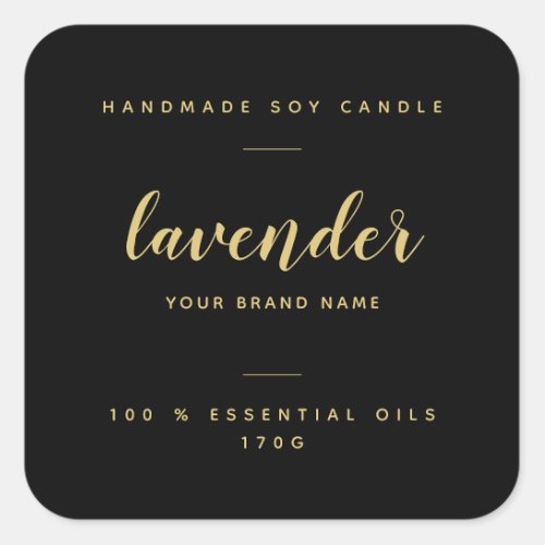 Custom black gold packaging candle product label