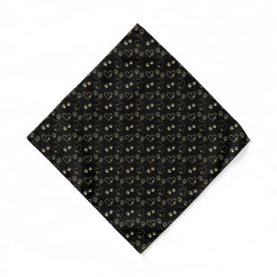 Custom Black Gold Paw Print Dog Bandana