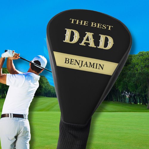 Custom Black Gold Personalized BEST DAD Name Golf Head Cover