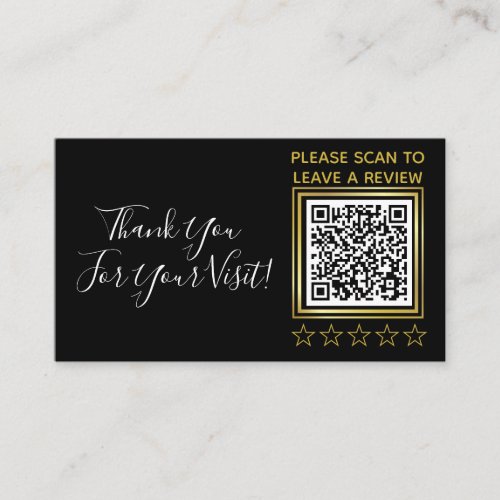 Custom Black Gold QR Code Business Google Review Enclosure Card