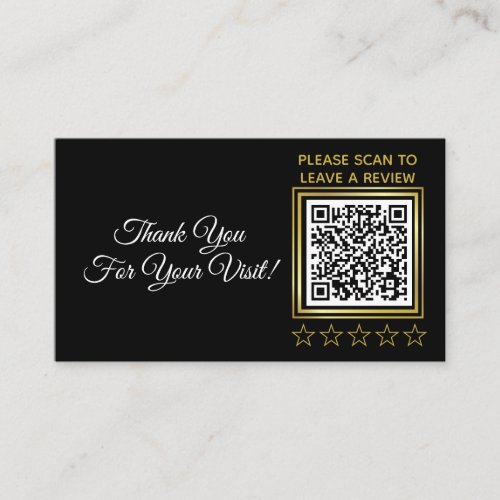 Custom Black Gold QR Code Logo Business Review Enclosure Card