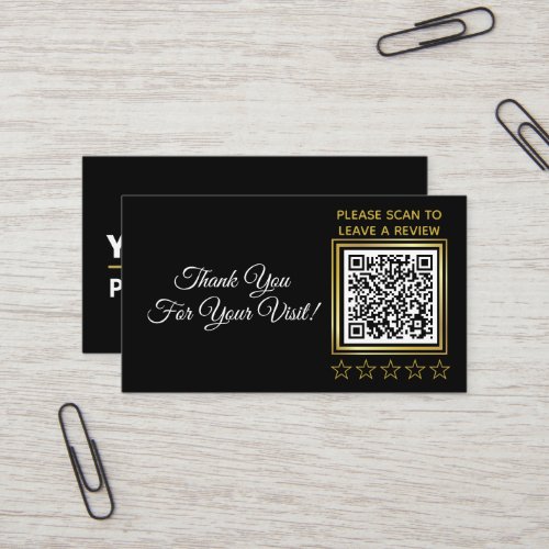 Custom Black Gold QR Company Logo Google Review Business Card