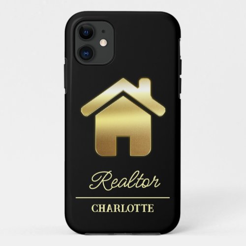 Custom Black  Gold  Real Estate Agent  iPhone 11 Case