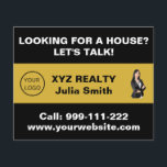 Custom Black Gold Real Estate Logo Promotional  Flyer<br><div class="desc">This simple minimalist custom realtor flyer can be customized with your real estate company logo and realty agent photo, You may also add your real estate company name and agent on this modern design for simple marketing tool for real estate broker. Add your phone number and homepage below for contact...</div>