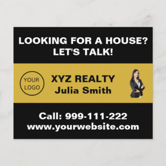 Custom Black Gold Real Estate Logo Promotional  Flyer