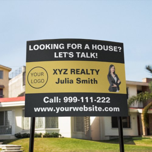 Custom Black Gold Real Estate Logo Promotional  Sign