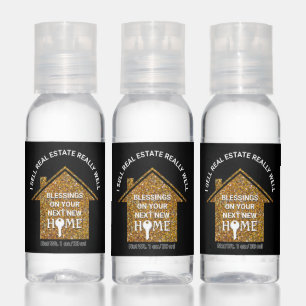 Custom Black Gold Real Estate Realtor Hand Sanitizer