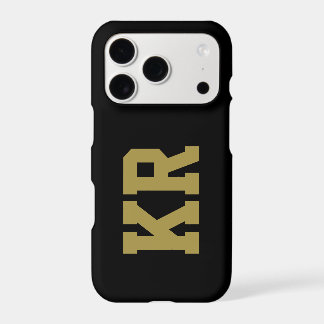 Custom Black Gold Retro Initials Minimalist Men iPhone 17 Pro Case
