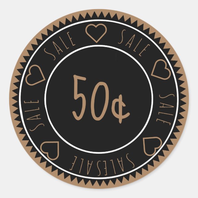 Custom Black Gold Sale Price Classic Round Sticker (Front)