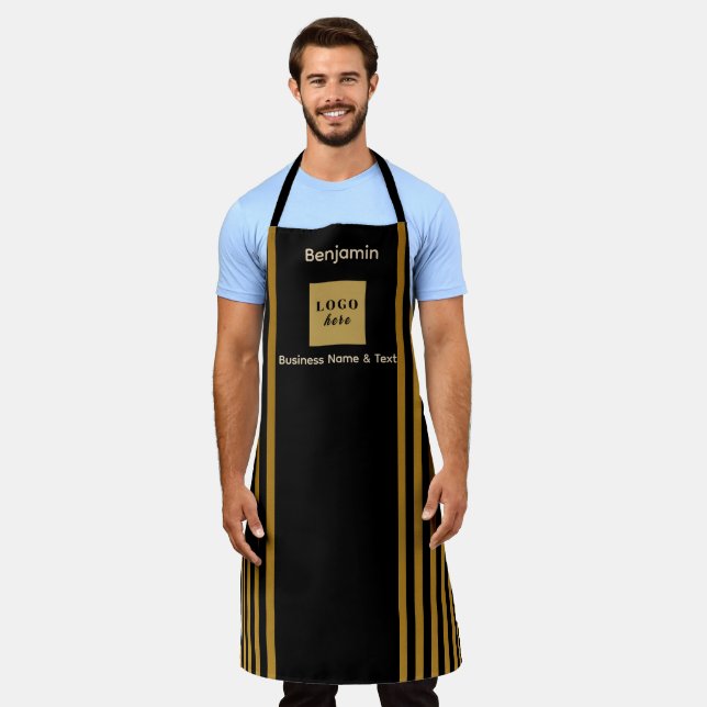 Custom Black & Gold Stripe  Apron (Worn)