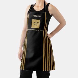 Custom Black & Gold Stripe Apron