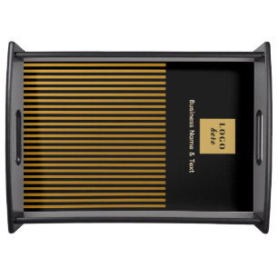 Custom Black & Gold Stripe Serving Tray